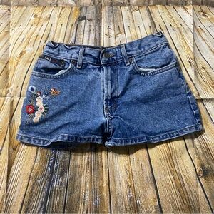 Vintage Y2K LEI Denim Jean Floral Embroidered Shorts
